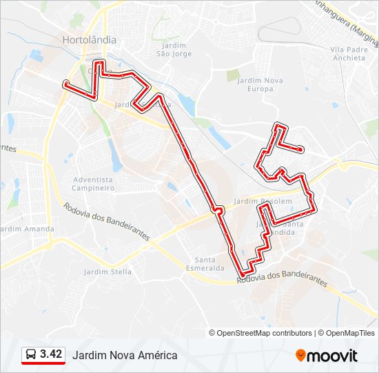 Mapa de 3.42 de autobús