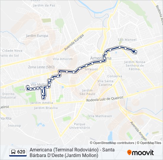 Rota da linha 652: horários, paradas e mapas - Santa Bárbara (Atualizado)