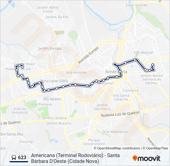 Mapa da linha 623 de 