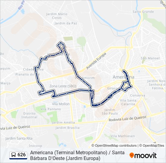 626 bus Line Map