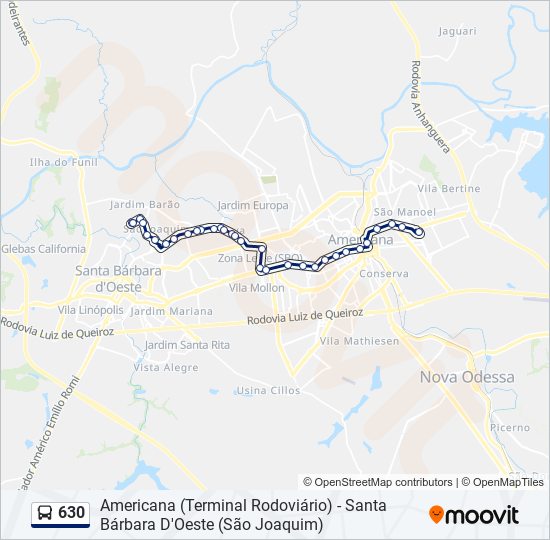 Mapa de 630 de autobús