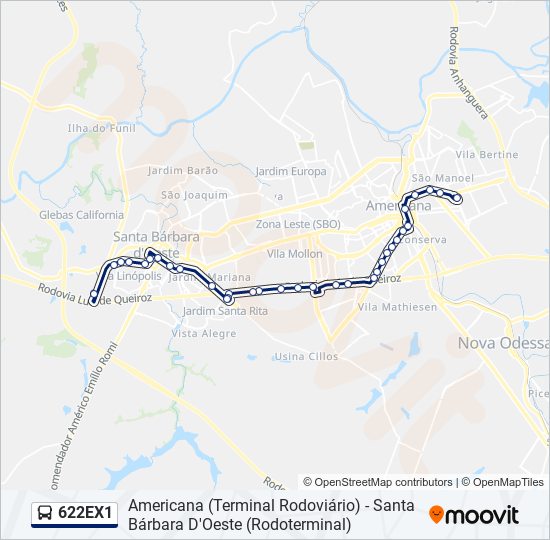 Mapa de 622EX1 de autobús