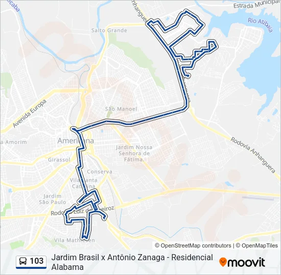 103 Bus Line Map