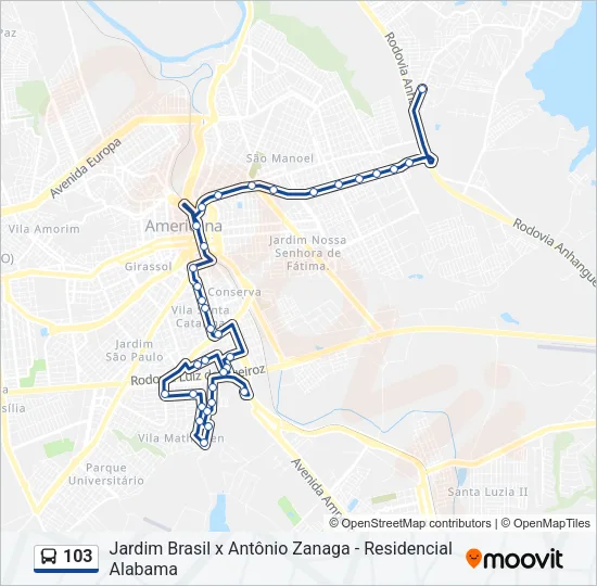 103 Bus Line Map