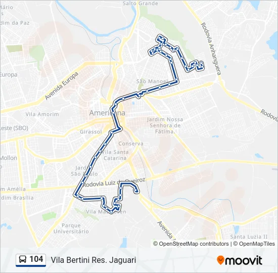 104 Bus Line Map