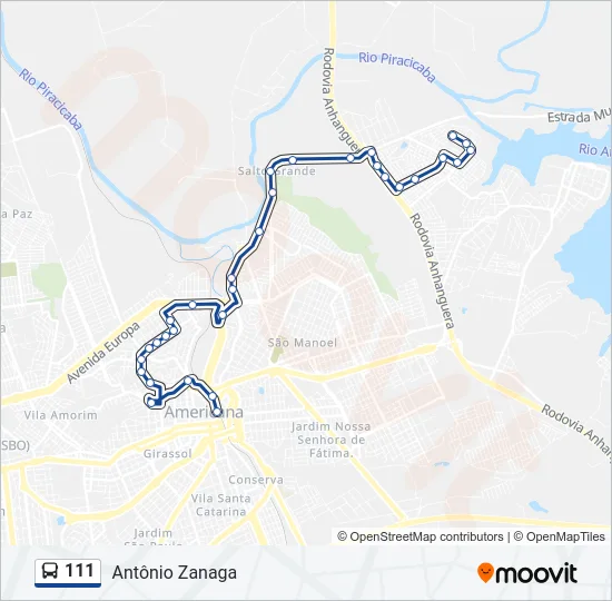 111 Bus Line Map