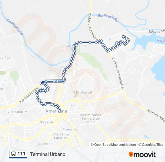 111 Bus Line Map