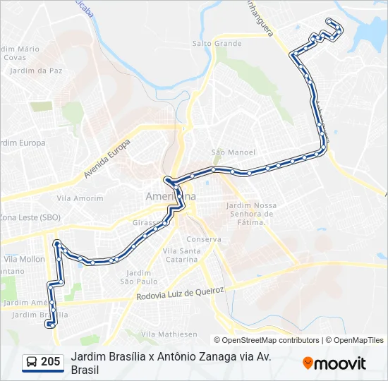 205 Bus Line Map