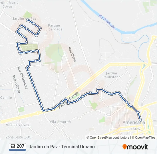 207 Bus Line Map