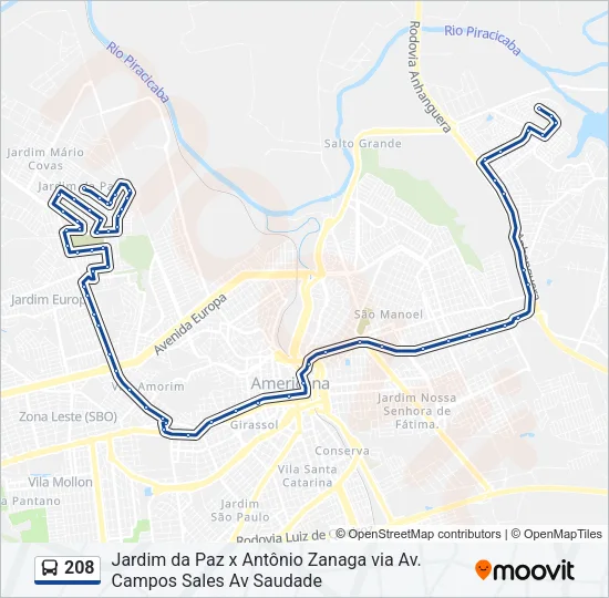 208 Bus Line Map