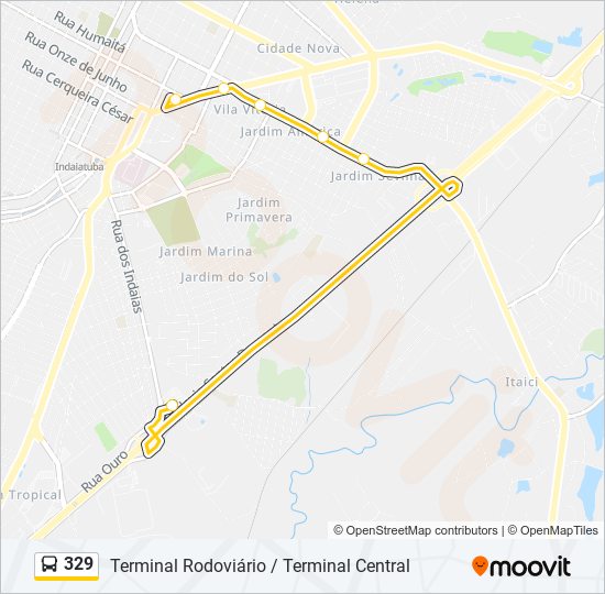 Mapa da linha 329 de ônibus