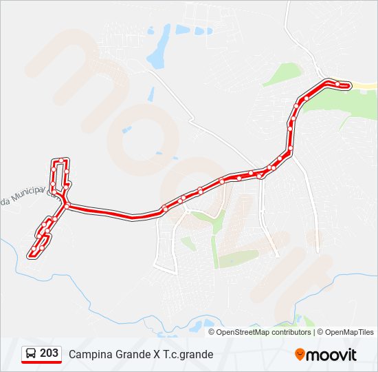 Mapa da linha 203 de ônibus