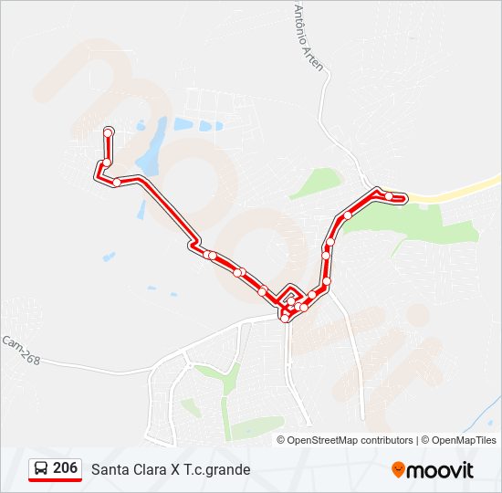 Mapa da linha 206 de ônibus