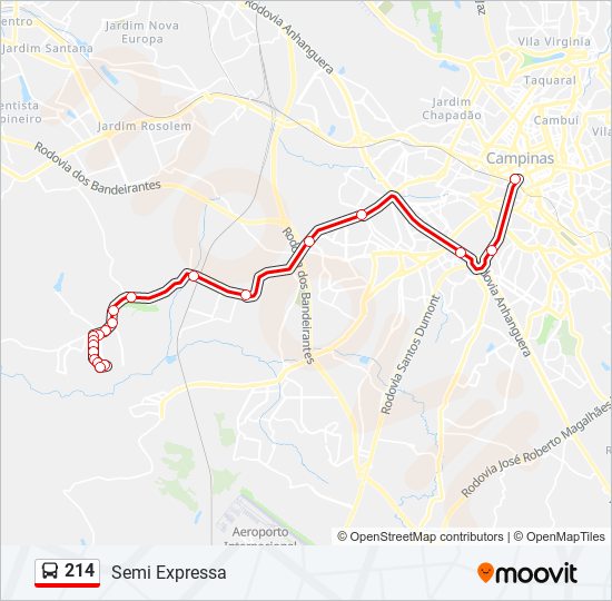 Mapa da linha 214 de ônibus