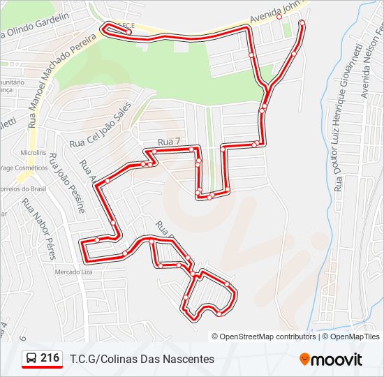 216 bus Line Map