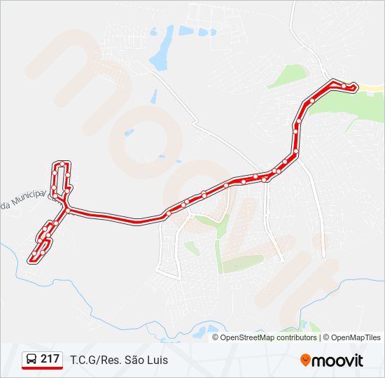 Mapa da linha 217 de ônibus