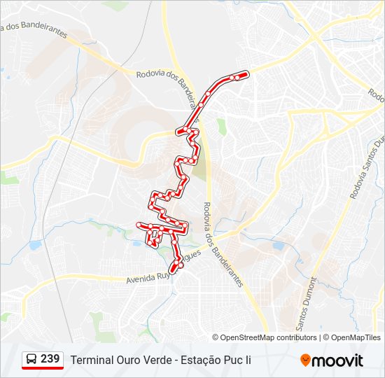 Mapa da linha 239 de ônibus
