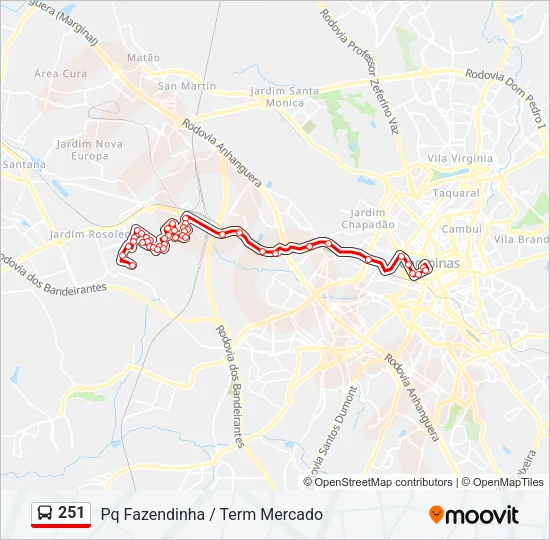 251 Bus Line Map
