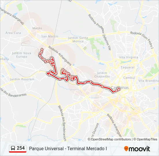 254 Bus Line Map