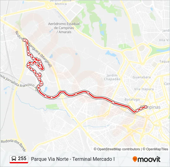 255 Bus Line Map