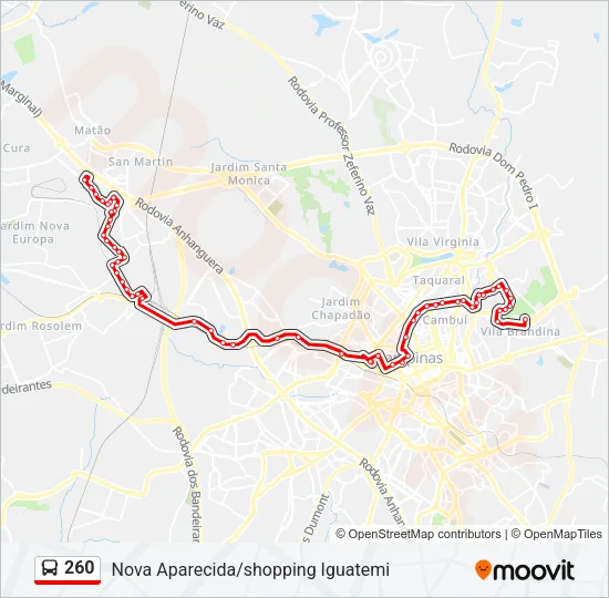 260 Bus Line Map
