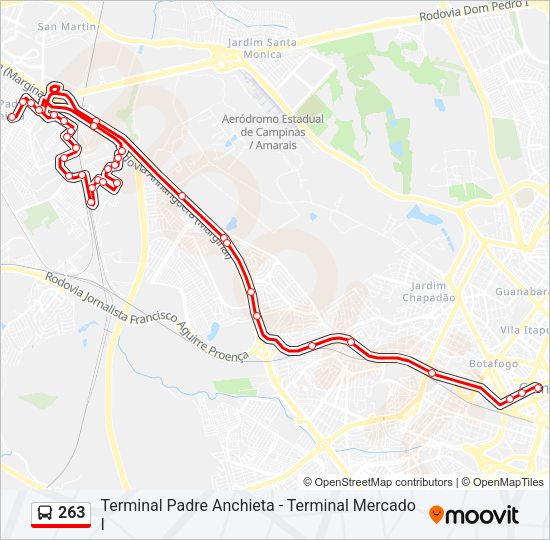 Mapa da linha 263 de ônibus