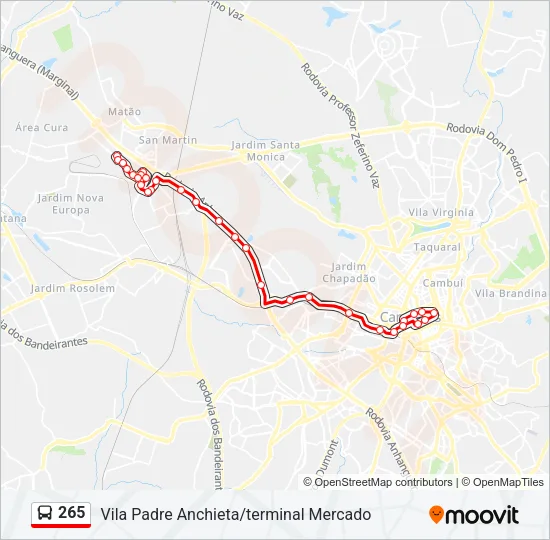 265 Bus Line Map