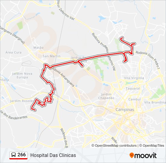 Mapa da linha 266 de ônibus