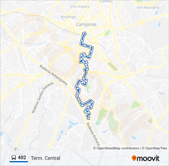 Mapa da linha 402 de ônibus