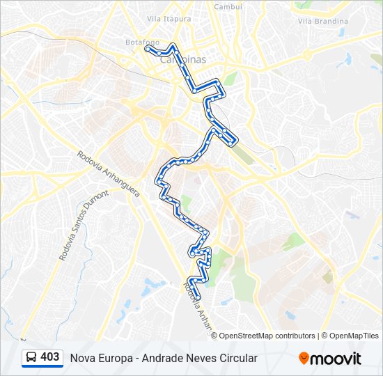 Mapa da linha 403 de ônibus
