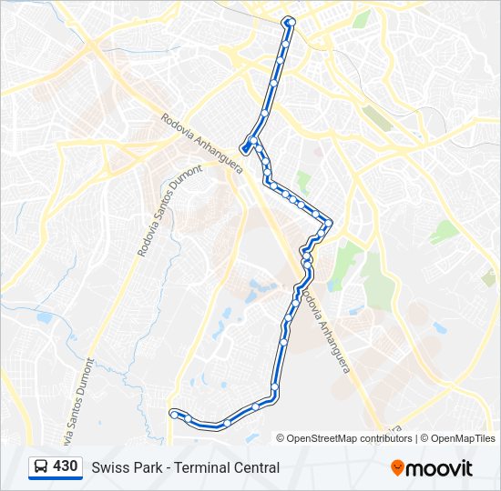 Mapa da linha 430 de ônibus