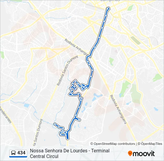 434 Bus Line Map