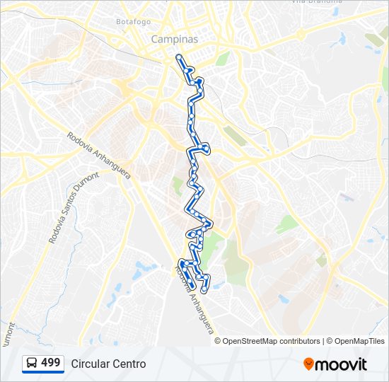 Mapa da linha 499 de ônibus