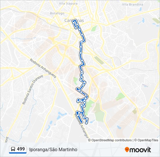 Mapa da linha 499 de ônibus