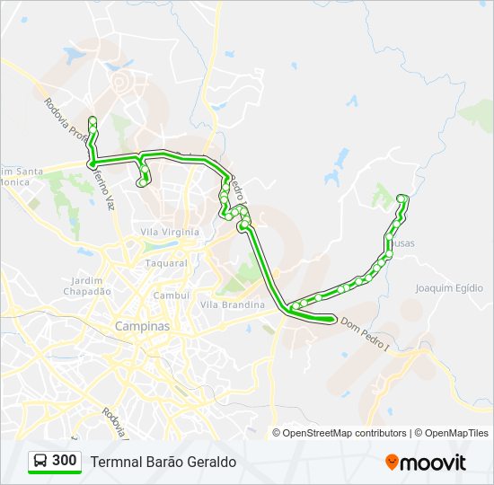 Mapa da linha 300 de ônibus
