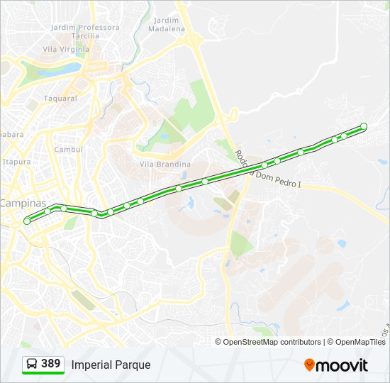 Mapa da linha 389 de ônibus