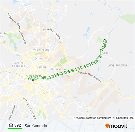 Mapa da linha 392 de ônibus