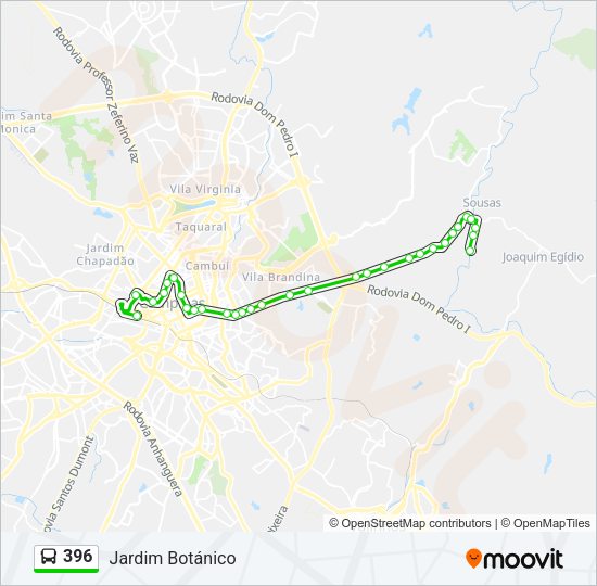 Mapa da linha 396 de ônibus
