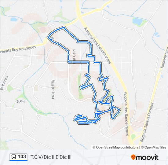 Mapa de 103 de autobús