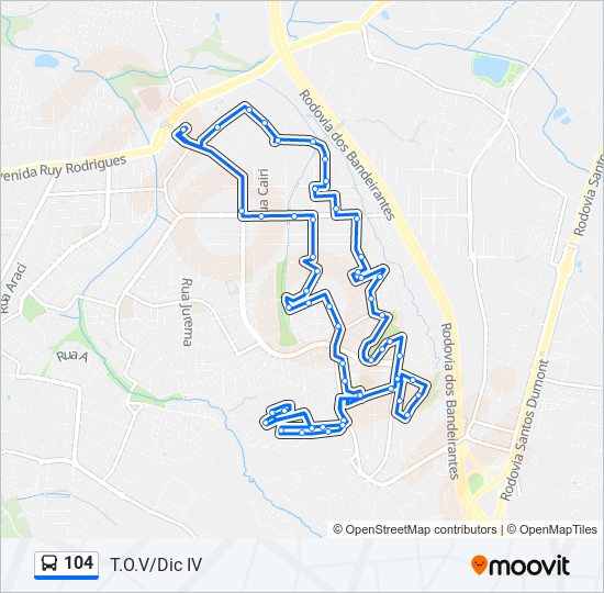 Mapa de 104 de autobús