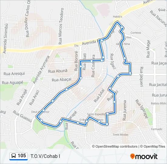 105 Bus Line Map