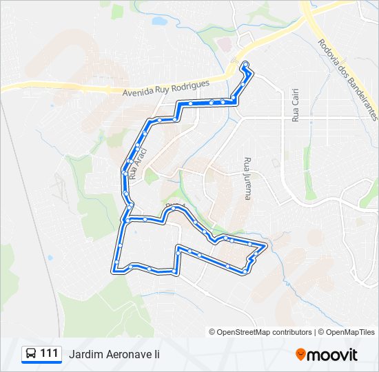 Mapa da linha 111 de ônibus