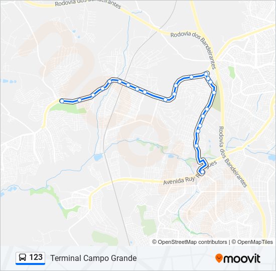 Mapa da linha 123 de ônibus