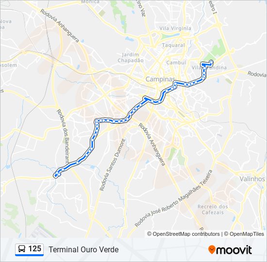 125 bus Line Map