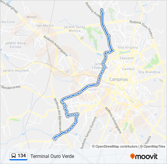 134 bus Line Map