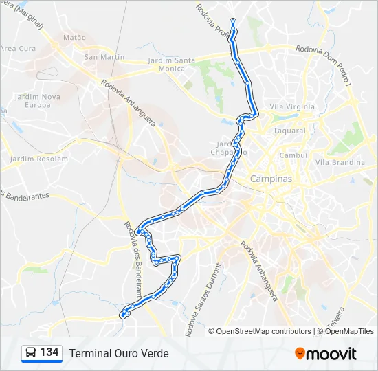134 Bus Line Map