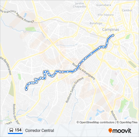 Mapa de 154 de autobús