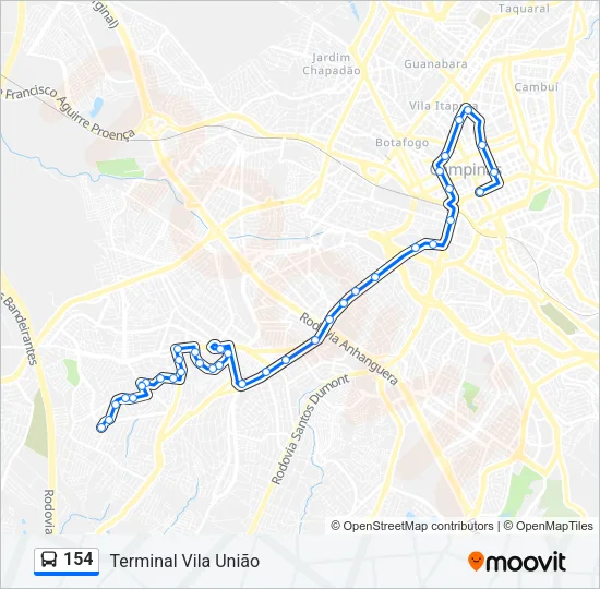 154 Bus Line Map