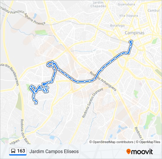 Mapa de 163 de autobús