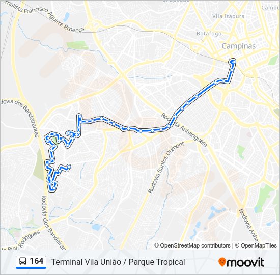 164 bus Line Map